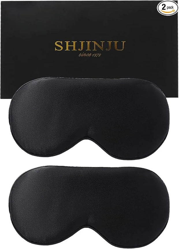 2-Pack 100% Real Natural Silk Eye Mask, Silk Sleeping Mask, Shade Puffy Eye Gift with Adjustable Straps, Sleep Eye Mask, S...