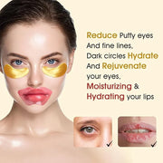 Adofect 40 Pairs Under Eye Patches and Lip Mask 24K Gold Eye Mask for Puffy Eyes Collagen Lip Masks and Crystal Eye Mask R...
