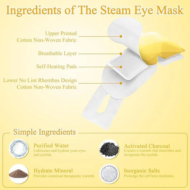 16 Packs Steam Eye Mask, Heated Eye Mask for Sleeping, Warm Compress for Eyes, Self Heating Disposal Eye Mask Comfortable ...