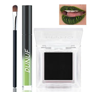 Green Matte Liquid Lipstick Set with Black Eyeshadow Powder, Halloween Goth Lip Gloss Waterproof Longlasting DIY Cute Uniq...
