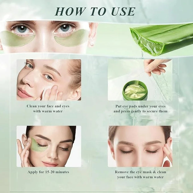 Under Eye Patches, Eye Mask, Eye Patches for Puffy Eyes and Dark Circles - 60 PCS Aloe Vera Under Eye Mask to Reduce Puffi...