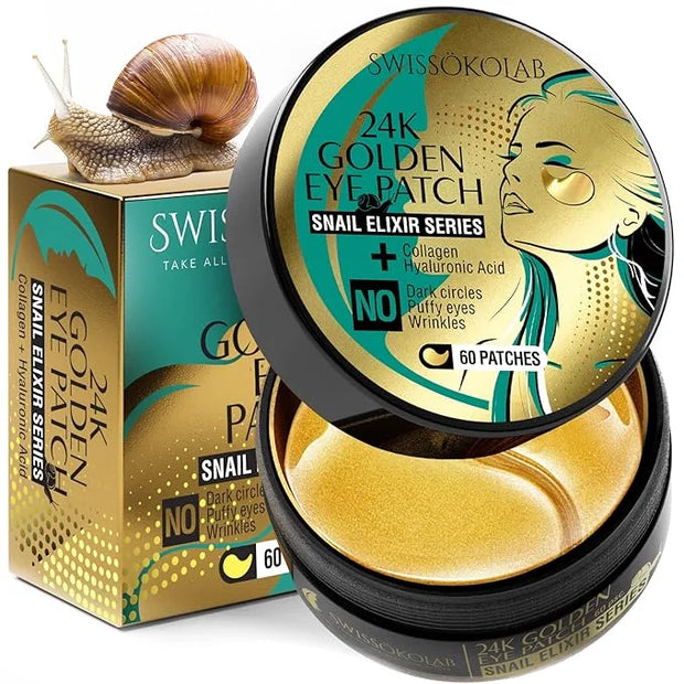 SWISSÖKOLAB Under Eye Patches For Puffy Eyes 24k Gold Eye Mask Dark Circles And Puffiness Collagen Eye Gel Pads Moisturizi...