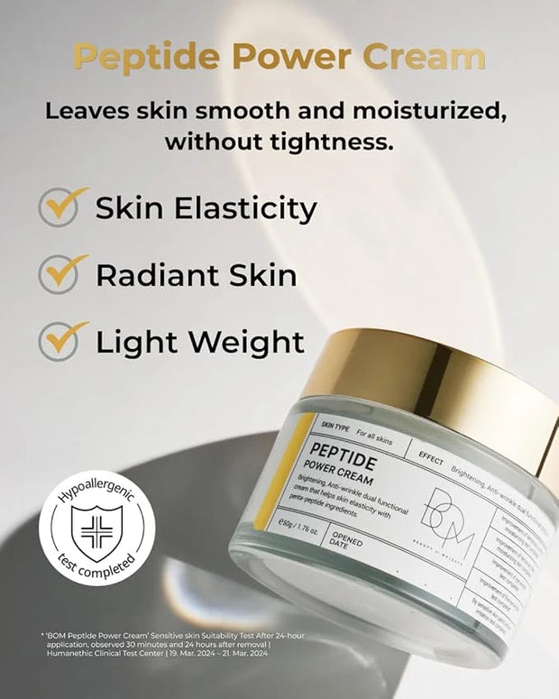 BOM COSMETICS A Set of Peptide Power Skincare With 5 Kinds of Items (Toner, Ampoule, Cream, Eye Cream, Sleeping Mask), 24K...