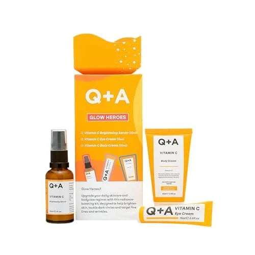 Glow Heroes Skincare Giftset - A Trio with Vitamin C Serum 30ml, Eye Cream 15ml & Body Cream 50ml - Rejuvenate - Vegan & C...