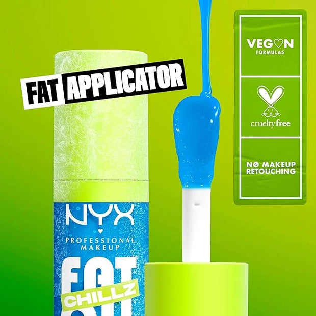 NYX PROFESSIONAL MAKEUP Fat Oil Chillz, Moisturizing, Shiny and Vegan Tinted Lip Gloss - Polar Peppermint (Sheer Blue) - P...