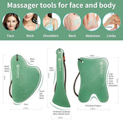 3PC Gua Sha Tools Set - Natural Nephrite Jade Facial & Body Stones, Hypoallergenic Skin Care Kit with Adjustable Cord & A ...