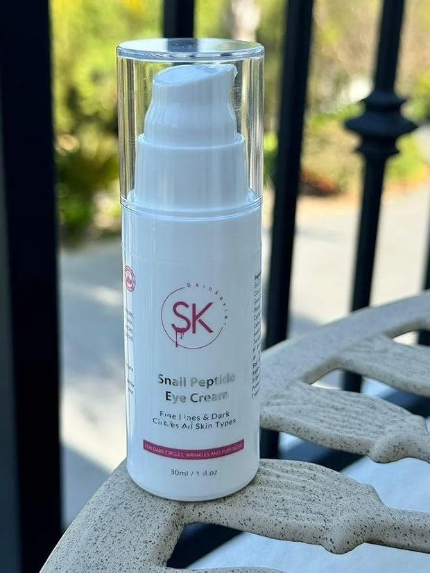 Snail Peptide Eye Cream with 73.7% Snail Mucin and Niacinamide- Brightening Korean Night Cream for Fine Lines and Dark Cir...