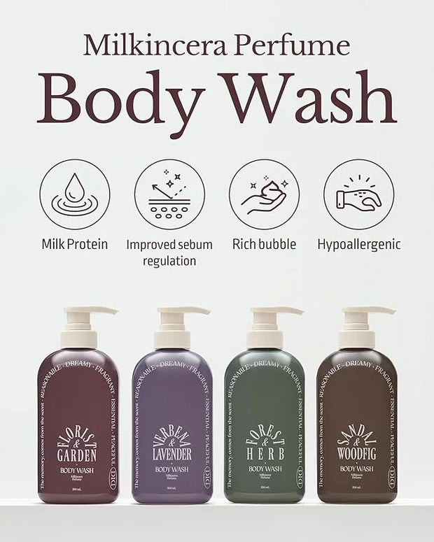 ODID Milk in Cera Perfume Body Wash - Korean Moisturizing Body Cleanser for All Skin Types - Natural Green Herb Scent - wi...