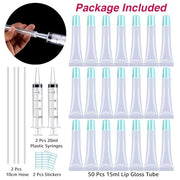 AMORIX 50PCS Lip Gloss Tubes 15ml Blue Lip Gloss Containers Empty Lip Balm Tubes Refillable Cosmetic Squeeze Lipgloss Tube...
