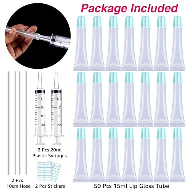 AMORIX 50PCS Lip Gloss Tubes 15ml Blue Lip Gloss Containers Empty Lip Balm Tubes Refillable Cosmetic Squeeze Lipgloss Tube...