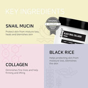 coxir BLACK SNAIL COLLAGEN EYE CREAM 1.01 fl.oz + CREAM 1.01 fl.oz | Black Foods, Snail Mucin, Collagen | Firming, Lifting...
