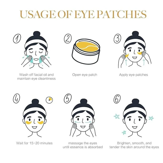 24K GOLD Eye Mask - 60 Pcs Collagen Under Eye Mask,Puffy Eyes and Dark Circles Treatments, Reduce Wrinkles and Fine Lines ...