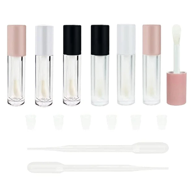 COSIDEA 24 pcs 5ml empty big brush lip gloss tube with stopper (Frosted bottle, Pink cap) - Product Image