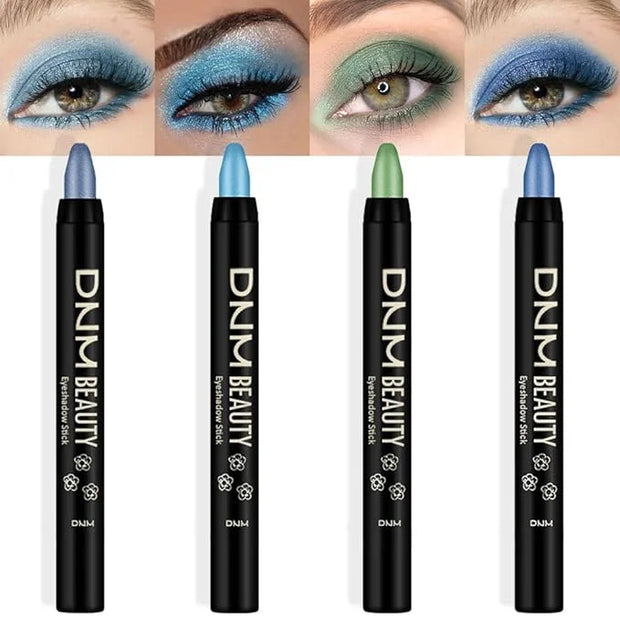 Kaely 4Pcs Cream Eyeshadow Stick Set for Eyes,Sky Blue Dazzling Blue Greenish Cyan Royal Blue,Eye Brightener Shimmer Makeu...