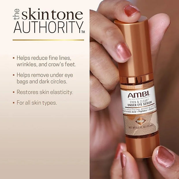 Ambi Even & Clear Under Eye Serum for All Skin Types; Anti Aging Formula features Peptides, Hyaluronic Acid, and Vitamin A...
