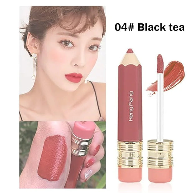 2 Color Pencil Shaped Lip Gloss,Matte Hydrating Liquid Lipstick for Women Long Lasting Lip Tint Non-sticky Nourishing Lip ...