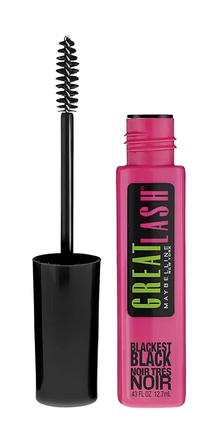 Maybelline Great Lash Washable Mascara Makeup, Volumizing Lash-Doubling Formula That Conditions As It Thickens, Blackest B...