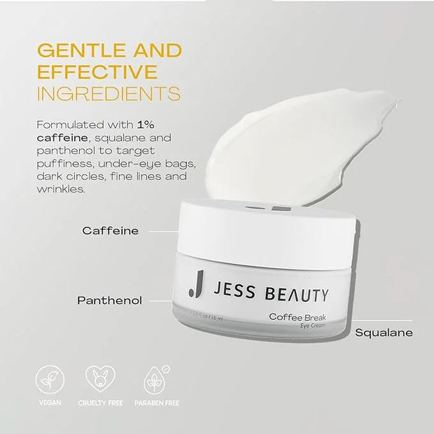 JESS BEAUTY | Coffee Break Eye Cream with 1% Caffeine, Squalane and Panthenol I Beauty and Self Care - Korean Beauty Eye C...