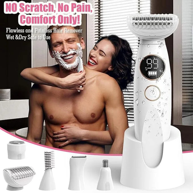 5 in 1 Bikini Trimmer for Women, Electric Razors for Women Shaver Cordless Body Pubic Hair Trimmer Waterproof Facial Hair ...