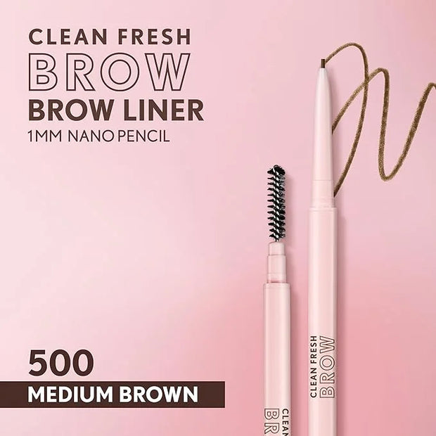 Covergirl Clean Fresh Brow Nano, 500 Medium Brown, Eyebrow Pencil, Ultra-Precise Tip, Waterproof, Transfer-Resistant, Buil...