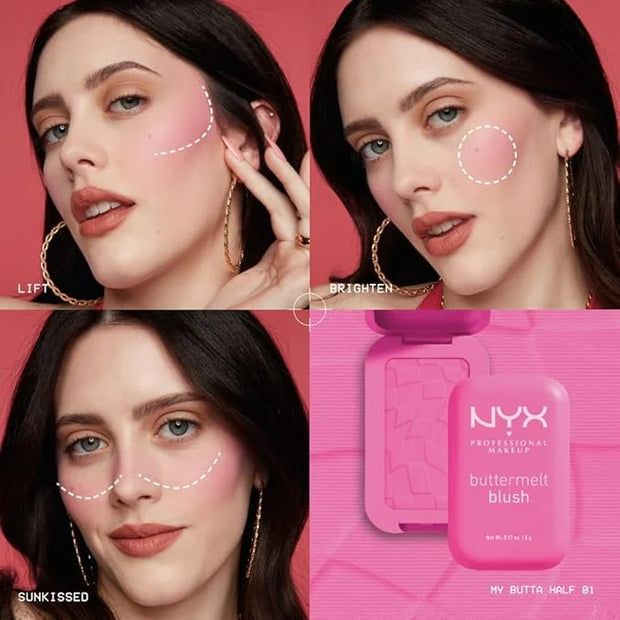 NYX PROFESSIONAL MAKEUP Buttermelt Powder Blush, Fade and Transfer-Resistant Blush, Up to 12HR Make Up Wear, Vegan Formula...