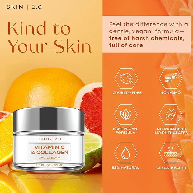 Vitamin C & Collagen Eye Cream – Dermatologist-Tested, Anti-Aging, Korean Skin Care, Brightens Dark Circles & Firms Skin –...
