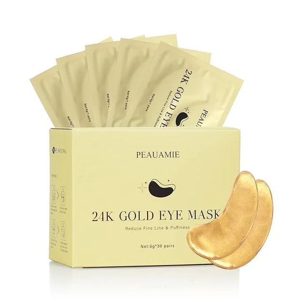 Under Eye Patchs 24k Gold Eye Mask and Hyaluronic Acid and Rose for Dark Circles and Puffiness Wrinkle Eye Bags 30 Pairs -...