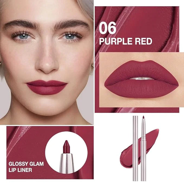 evpct Silky Lip Liner Pencil Retractable, Wine Red Smooth Lip Liner Creamy Velvet Lipliner Long-Lasting for Korean Makeup ...