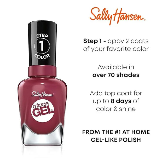 Sally Hansen Miracle Gel Nail Polish, Shade Bordeaux Glow 469 (Packaging May Vary) (Pack of 2) - Product Image