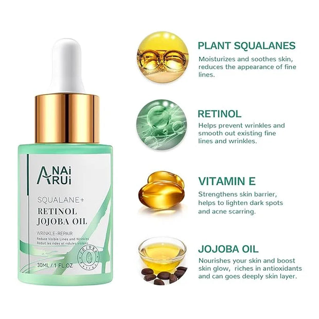 Squalane Retinol Jojoba Oil Moisturizer for Face Hydrate, Nourish, Moisturize Fine Lines and Wrinkles, Wrinkle-Repair Faci...