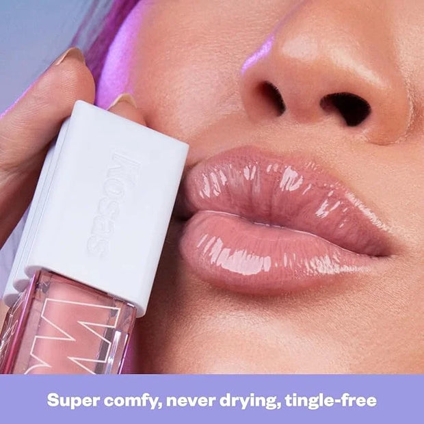 Kosas Wet Lip Oil Gloss - Hydrating Lip Plumping Treatment with Hyaluronic Acid & Peptides, Non-Sticky Finish (Unhooked) -...