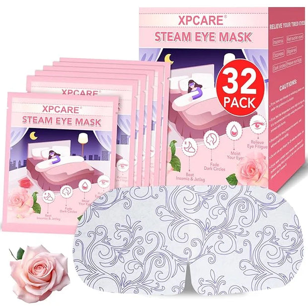 XPCARE 32 Pack Steam Eye Masks for Dry Eyes, SPA Warm Sleep Eye Mask, Disposable Heated Eye Mask for Dark Circles, Puffy E...