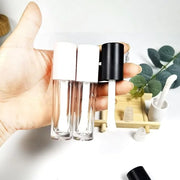 COSIDEA 24 pcs Empty 5ml big brush lip gloss tube black round lipgloss tubes container with big doe foot wand cosmetic pac...