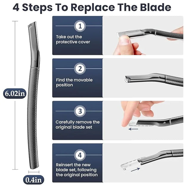 Dermaplaning Tool for Face, Dermaplane Razor for Peach Fuzz with Metal Grip, Professional Eyebrow Razor for Women, Facial ...