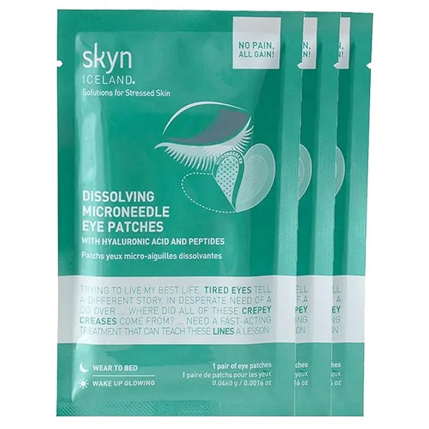 skyn ICELAND Dissolving Microneedle Under Eye Patches with 39% Hyaluronic Acid & Peptides No-Slip Eye Masks for Firming Wr...
