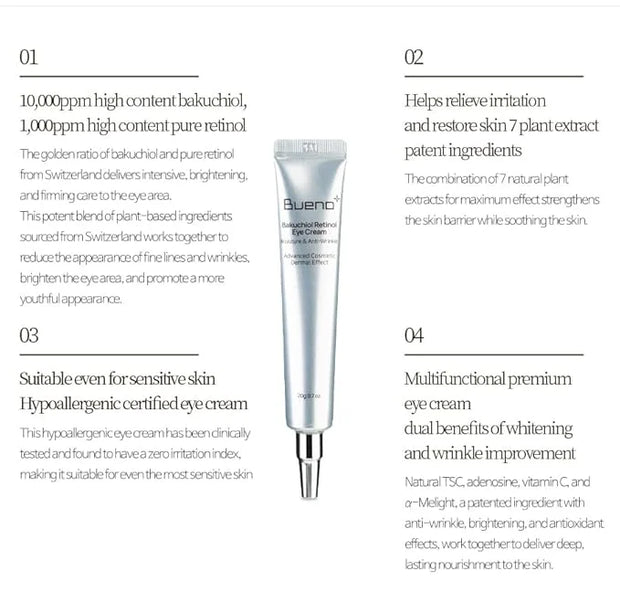 Bakuchiol Retinol Eye Cream 0.7 fl.oz (20g) | Eye Cream for Dark Circles, Puffiness & Wrinkles - Product Image