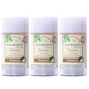 A La Maison Coconut Aluminum Free Deodorant for Women and Men - Natural Deodorant (3 Stick Bulk Pack) - Product Image