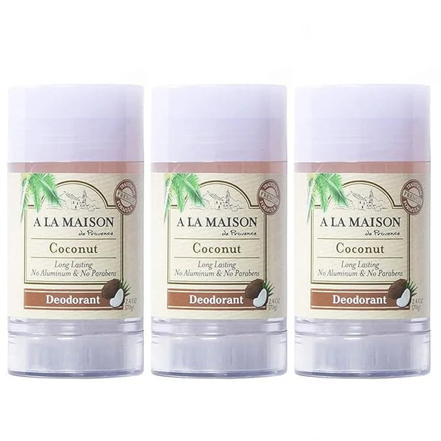 A La Maison Coconut Aluminum Free Deodorant for Women and Men - Natural Deodorant (3 Stick Bulk Pack) - Product Image