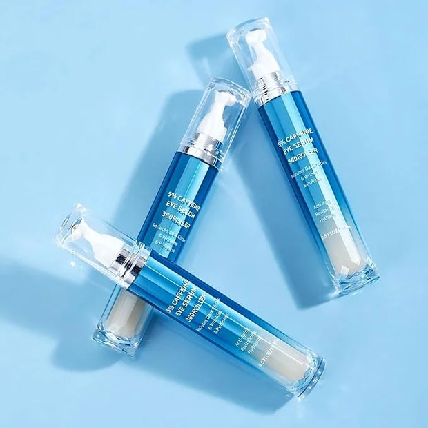Eye Serum for Dark Circles and Puffiness, 5% Caffeine 8% Retinol Under Eye Cream with Build-In 3D Roller Applicator, Hyalu...