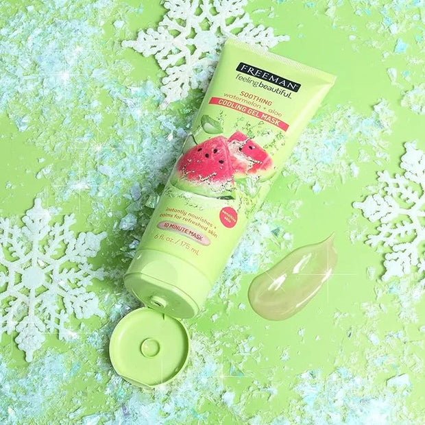 Freeman Soothing Watermelon & Aloe Gel Facial Mask, Hydrates, Nourishes, & Soothes Irritated Skin, Cooling, Calming Gel Fa...