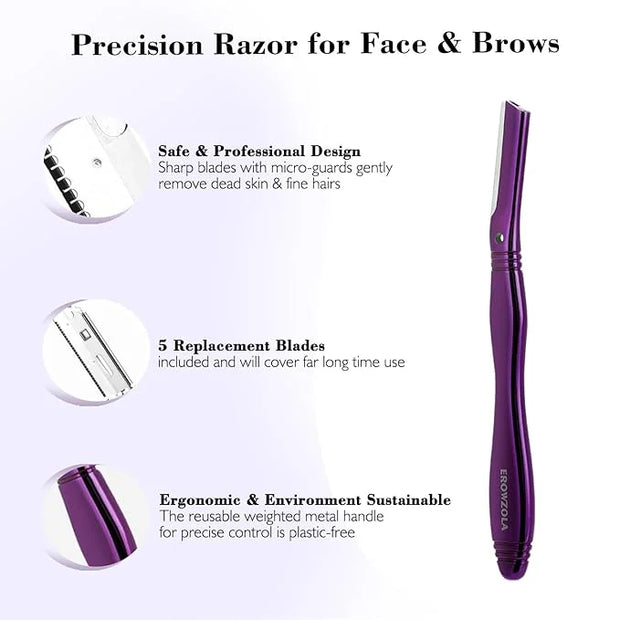 Dermaplane Razor for Women Face with 6 Refill Blades, Dermaplaning Tool Face Razors for Removes Facial Hair, Peach Fuzz, R...