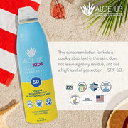 Aloe Up Kids Continuous Sport Sunscreen Spray SPF 50 - Broad Spectrum Sheer Face and Body Sunscreen Protector for Sensitiv...
