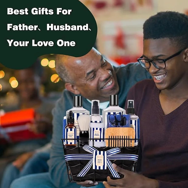 Valentines Day Gifts for Men, Bath and Body Gift Sets for Men with 10 Pcs Cedar & Bergamot Spa Gifts for Men, Bath Sets In...