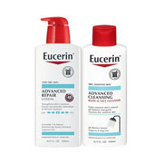 Eucerin Advanced Repair Unscented Body Lotion for Dry Skin (16.9 Fl Oz) + Advanced Cleansing Body and Face Cleanser for Se...
