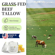 Grass-Fed Beef Tallow for Skin Made in USA, Absorbent, Soothing Tallow and Honey Balm, Smoother Beef Tallow for Face, Whip...