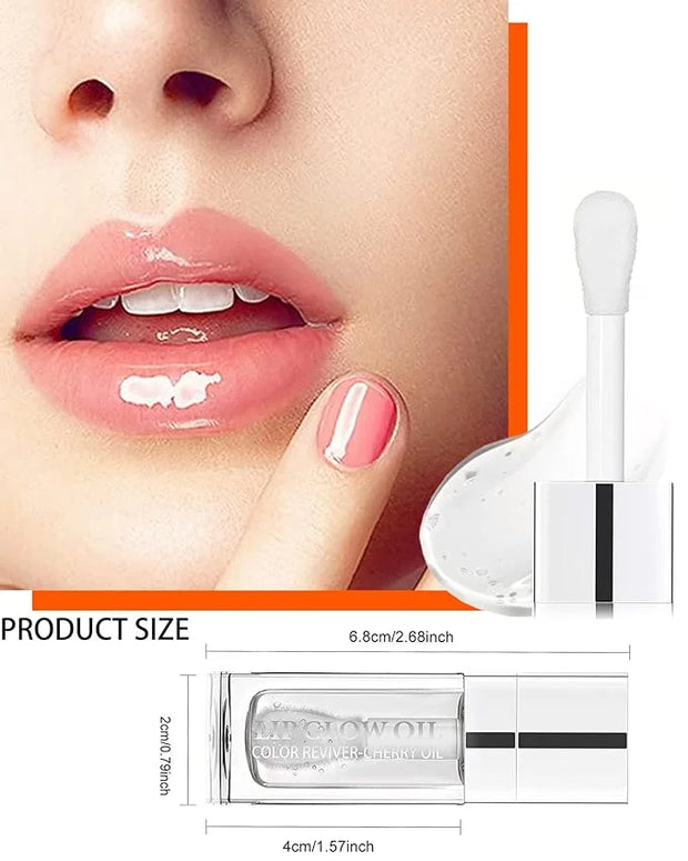 Plumping Lip Glow Oil, Hydrating Tinted Lip Oil Gloss, Transparent Toot Lip Oil, Long Lasting Lip Balm Moisturizing Glow O...