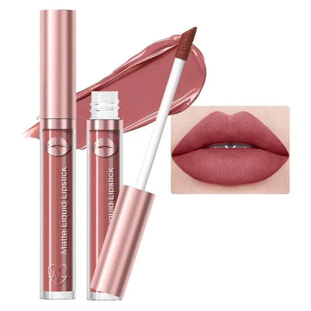 Matte Liquid Lipstick,Brown Purple Liquid Lip Stains, Long Lasting Waterproof Lip Gloss Makeup, Velvet Non-Stick Cup Lips ...