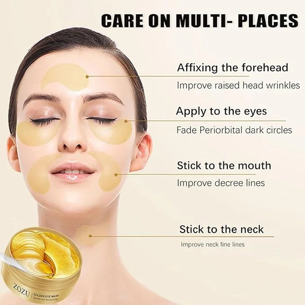 24K Gold Eye Masks, Crystal Collagen Eye Patches for Puffy Eyes, Reducing Fine Lines, Effectively Moisturizing Gold Eye Ma...