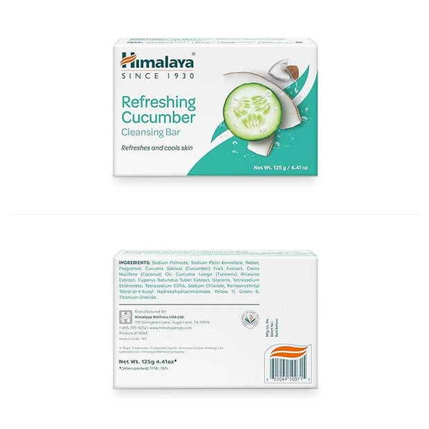 Himalaya Refreshing Cucumber Cleansing Bar, Face and Body Soap for Soft Skin, 4.41 oz, 6 Pack - Product Image