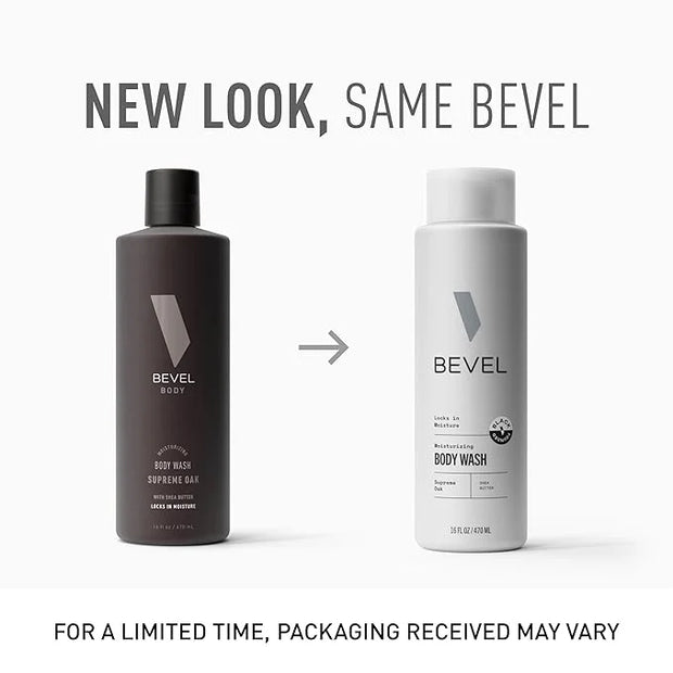 Bevel Moisturizing Body Wash for Men - Supreme Oak Scent with Shea Butter, Vitamin B, and Coconut Oil, 16 Oz (Pack of 2)(P...
